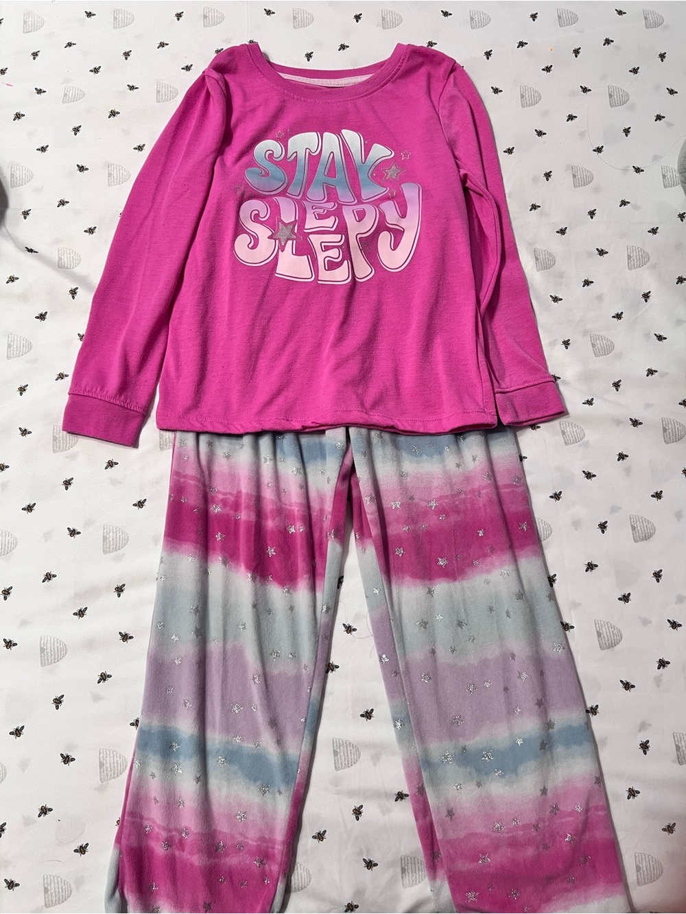wonder nation Pink 'Stay Sleepy' Girls Long-Sleeve Pajama Set
